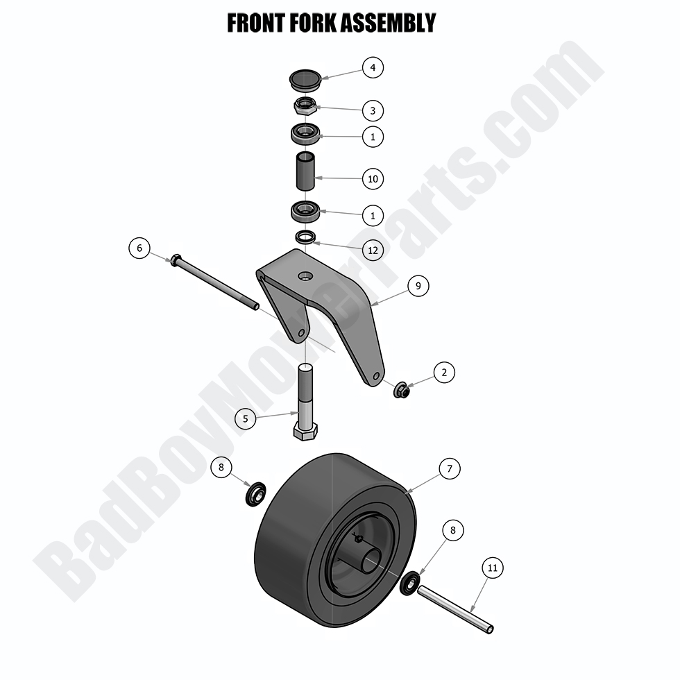 1730 - Bad Boy Mower Parts Lookup > 2018 > ZT Elite > Front Fork Assembly